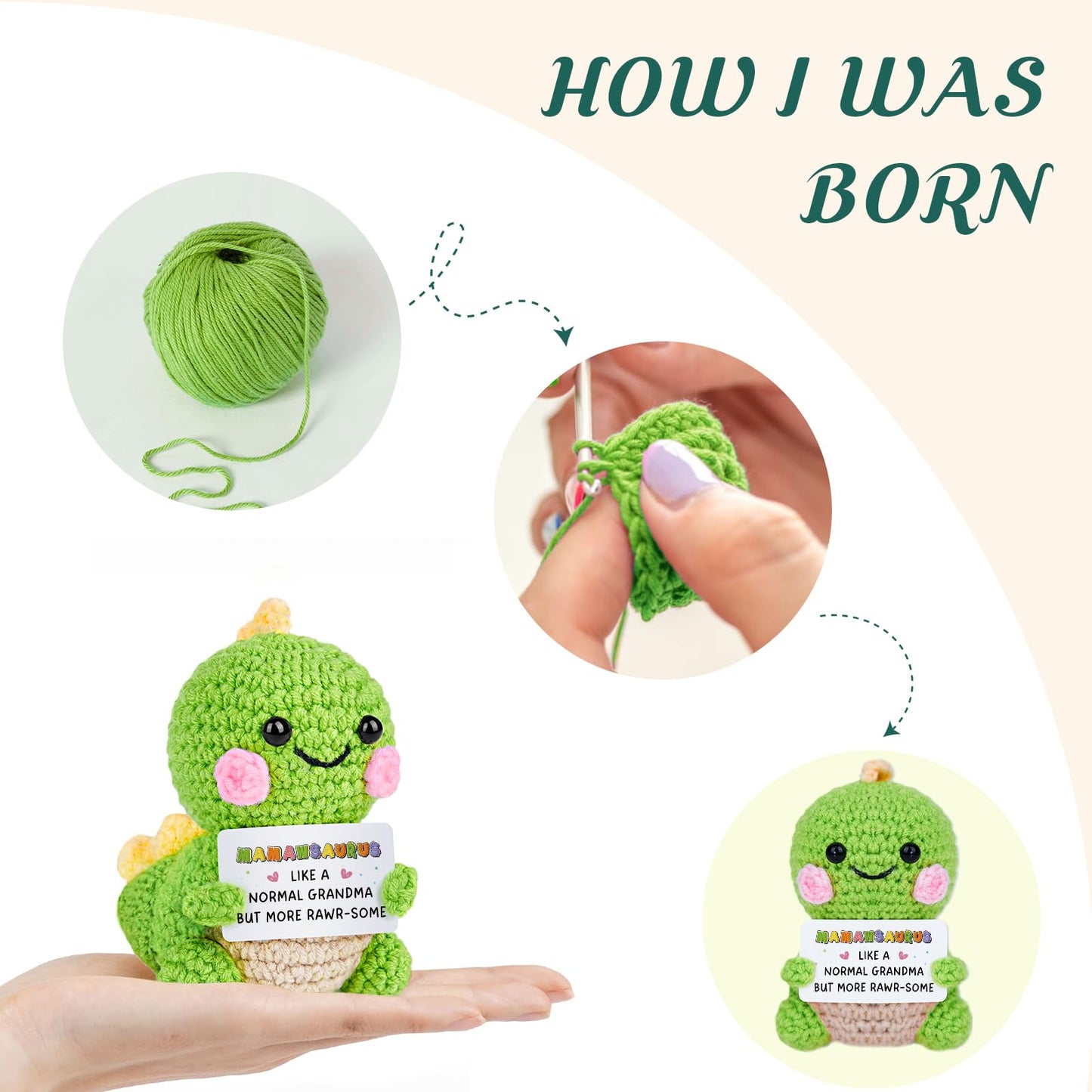 AceThrills Mamaw Gifts, Mamaw for Mamaws Birthday Gift - Handmade Crochet Funny Cute Dinosaur Mamawsaurus on Mother's Day Christmas