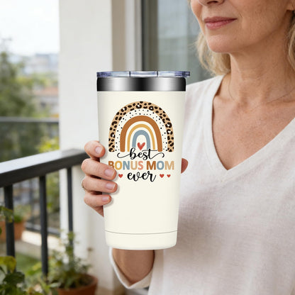 SpenMeta Bonus Mom Mothers Day Gifts - Birthday, Christmas Gift for Stepmom - 20oz Best Bonus Mom Ever Tumbler Cup