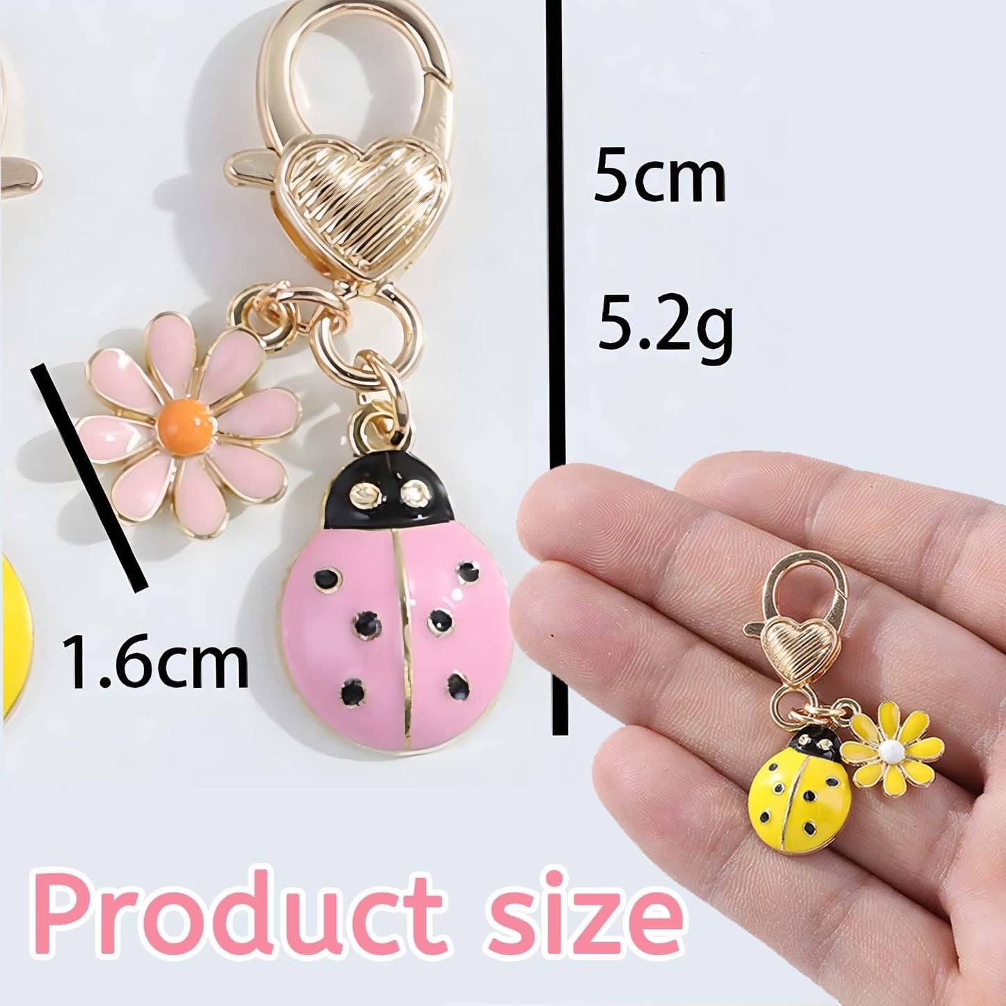 4Pcs Seven-Spotted Ladybug Keychain – Fun & Stylish Bag Charm,Pendant Jewelry for Women, Gift for Birthdays, Graduation