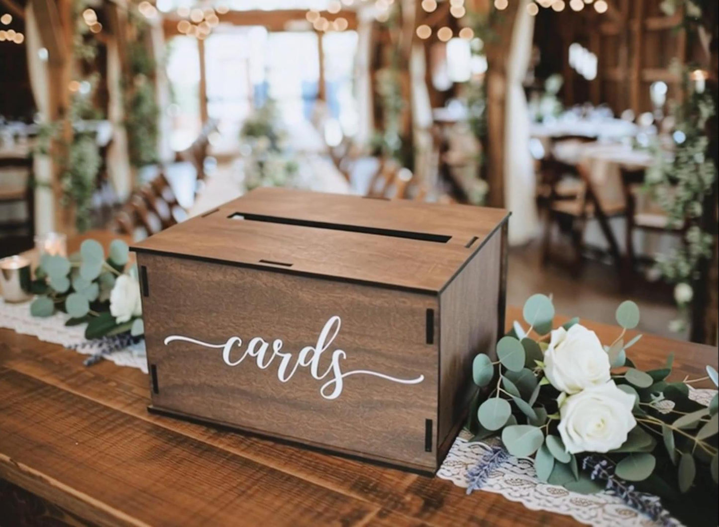 Wooden Wedding Card Box with Slot and Lid | Graduation Card Box for Party 2026 | Grad Gift Money Envelope Holder for Reception, Bridal Shower, Birthday, Retirement | Rustic Keepsake Decorations