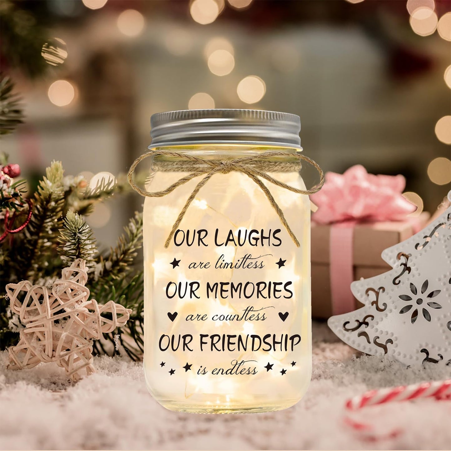 Friendship Gifts for Women Best Friend Birthday Christmas Gift - Mothers Day Gifts for Friends, Mason Jar Night Lights, Heartfelt Home Decor Gift