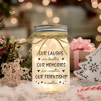 Friendship Gifts for Women Best Friend Birthday Christmas Gift - Mothers Day Gifts for Friends, Mason Jar Night Lights, Heartfelt Home Decor Gift