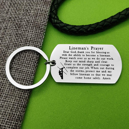 Father's Day Gift Lineman Gift Lineman Prayer keychain Gifts for Him Husband Gift Dad Gift Uncle Boyfriend gift