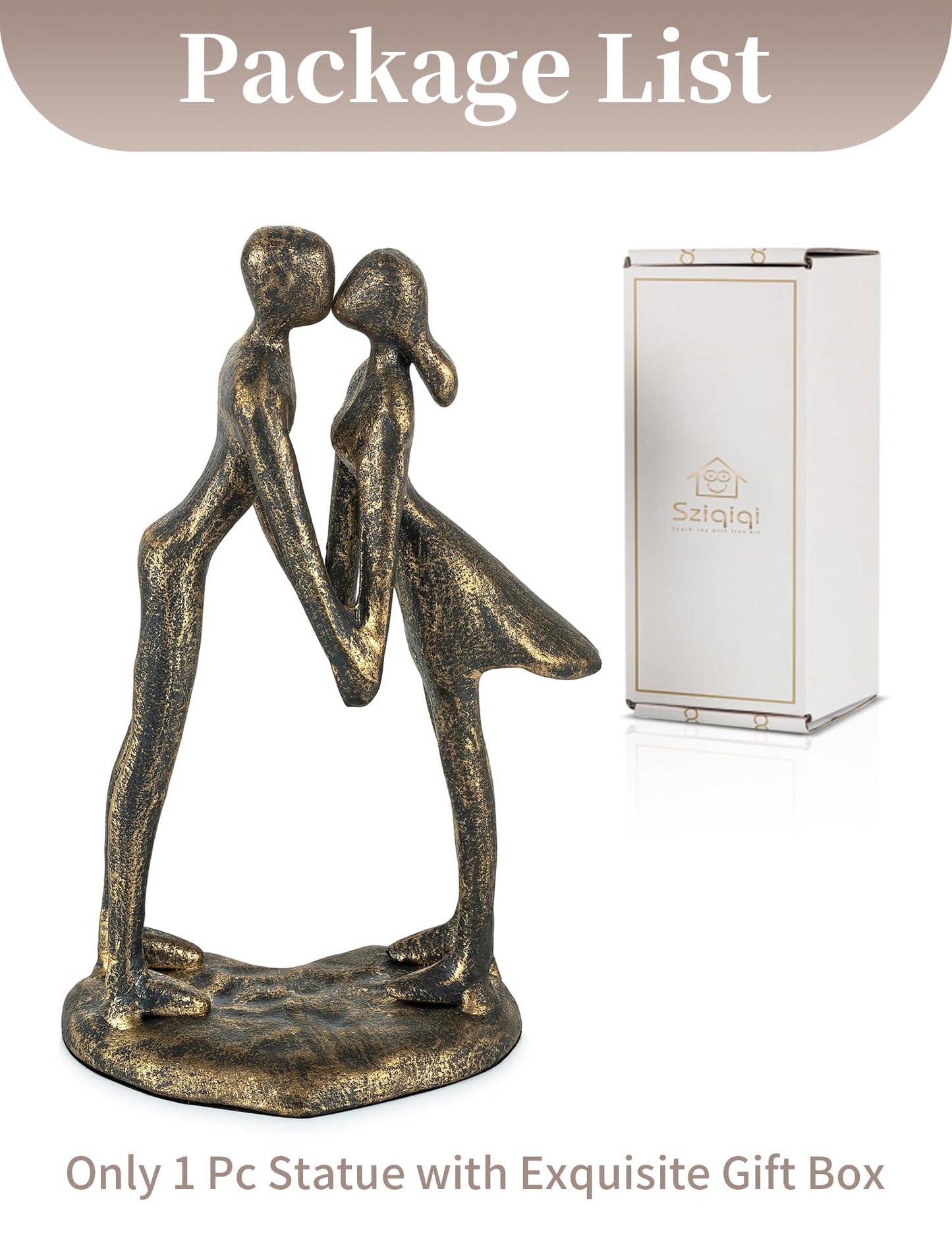 Sziqiqi 8th Anniversary Couple Gifts: 8 Year Anniversary Wedding Gifts for Him Her - 8th Wedding Gift for Husband Wife - Gift for Christmas Birthday Valentines Day Kissing Couple Figurines