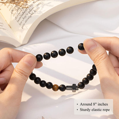 To Mens Gifts Cross Bracelet for Son, Grandson, Dad, Husband, Godfather, Men - Birthday Graduation Retirement Christmas Christian Gift for Teens Men