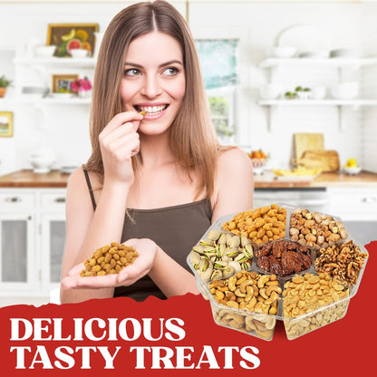 Nuts Gift Basket - 7 Sectional Platter With a Variety of Freshly Roasted Nuts - Beautifully Packaged Gift for Birthday, Sympathy. Large Family Pack.