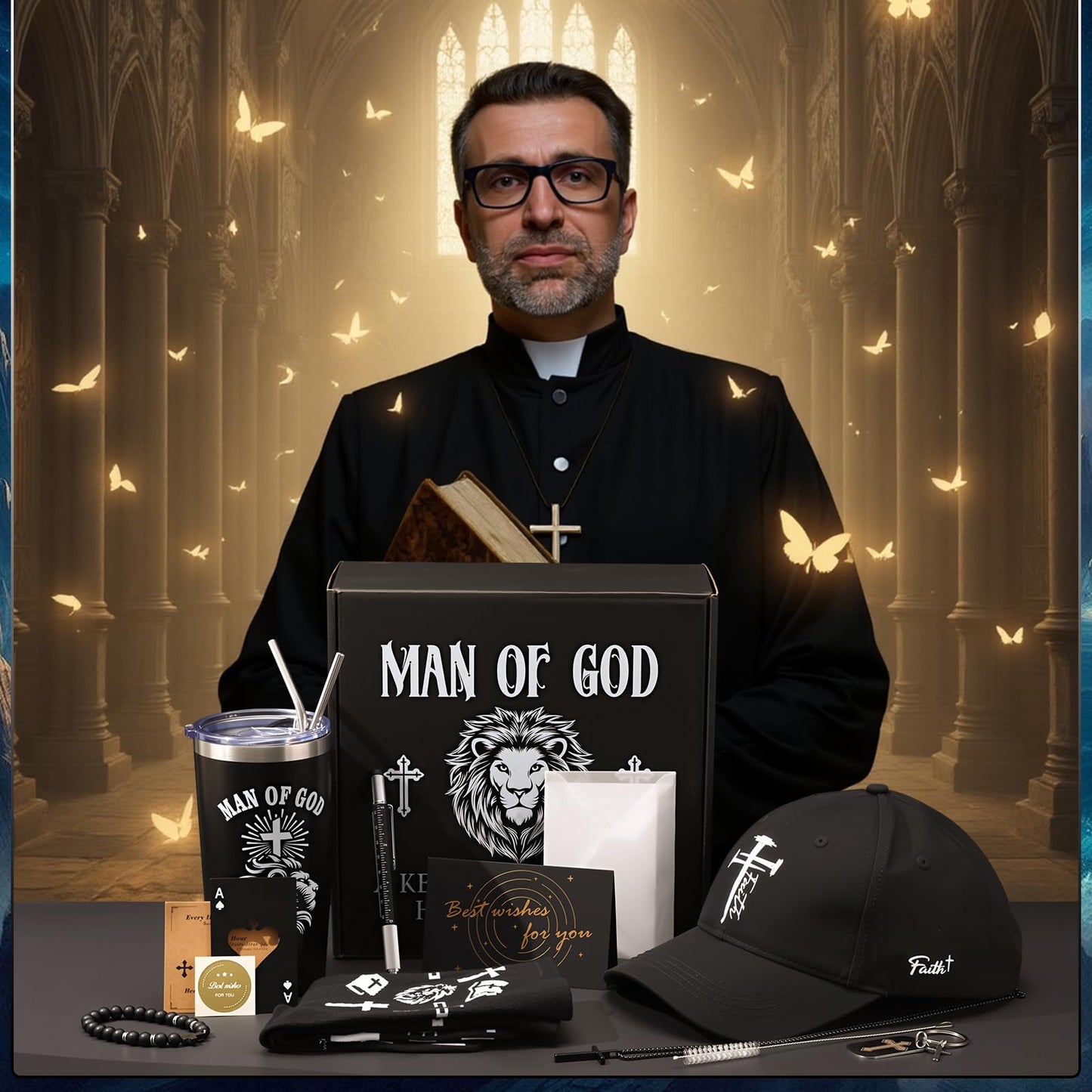 10 Pcs Christian Gifts for Men Inspirational Religious Gift Set for Dad Husband Grandpa Male Friends Coworker