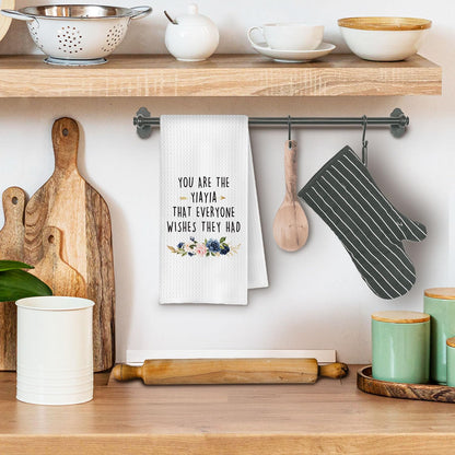 Yiayia Grandma Gifts Kitchen Towels, Grandma Gift from Granddaughter Grandson Dish Tea Towel, Gifts for Yiayia Grandmother Decorative Hand Towels for Kitchen Bathroom, 16x24 Inches
