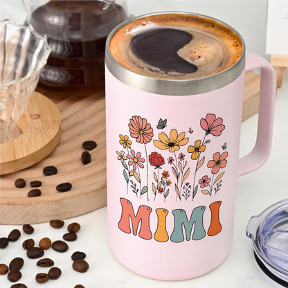 Lifecapido Mimi Gifts, Grandma Birthday Christmas Mothers Day Gifts for Grandma Mimi from Grandkids, 20oz Insulated Coffee Mug with Card