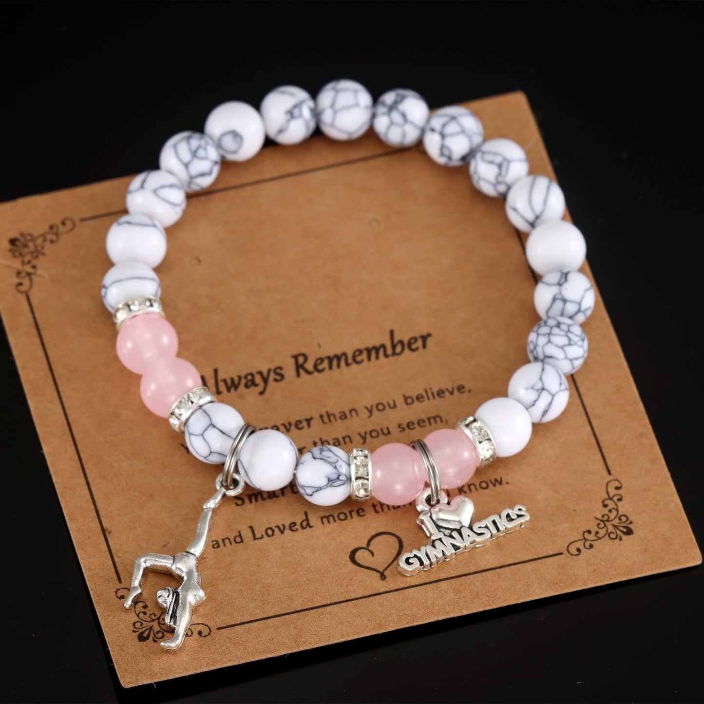 HUTIMY Gymnast Gifts for Women Female Cute Gymnastic Coach Jewelry Beads Gymnastics Bracelet