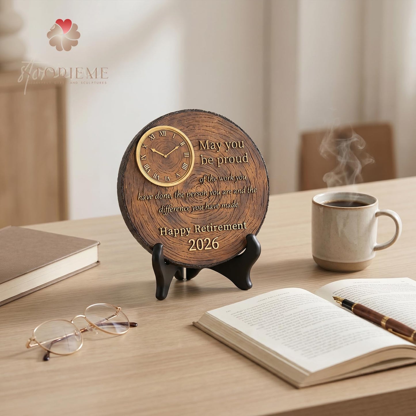 Storieme Happy Retirement Gifts for Men: 7" Cool Plaque Gift for Retirement Party Table Decorations - 2026 Retired Gifts Ideas for Man Teacher Coworker Boss