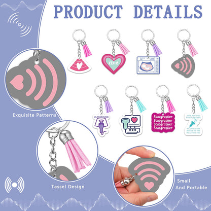 Equsion 24 Pcs Sonographer Keychains Gifts Funny Ultrasound Tech Gifts Ultrasound Tech Keychains Party Favors Sonography Party Supplies with Tassel for Medical Student Graduation Women Men