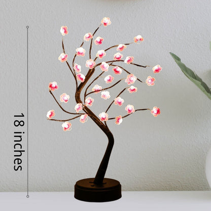Cherry Blossom Tree Lamp, 18inch 36 Led Bonsai Tree Lights, Battery/USB Operated Japanese Decor Night Lights for Teacher Appreciation Graduation Back to School Bedroom Home Gift Idea,Warm White