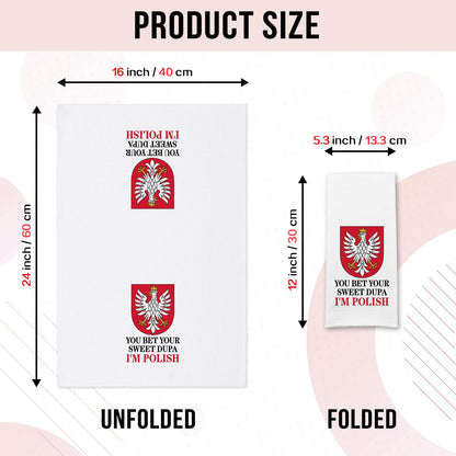 Funny Saying Kitchen Towels, You Bet Your Sweet Dupa I'm Polish Dishcloths, Polish Gifts for Women Men, Poland Flag Decorative Tea Towels, Sweet Housewarming Gifts for Hostess Friend Bestie