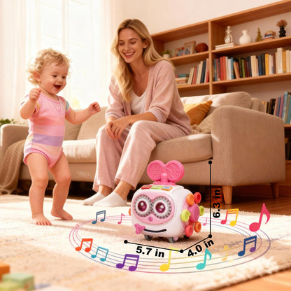 Toys for 1+ Year Old Girl, Musical Busy Cube for Toddlers 1-3 year old, Montessori 6-in-1 Activity Cube with Lights & Sounds, Wheels for Tummy Time & Crawling Training, Birthday Gifts for Baby Girl