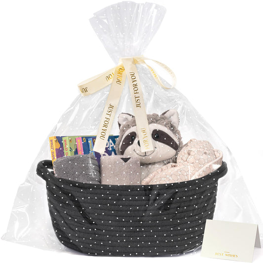 CHICVITA Black Empty Gift Basket, Small Woven Baskets for Organizing, Rope Baskets for Storage, Decorative Basket for Dogs, Cats, Cute Organizer for Shelves, 12"x 8"x 5"