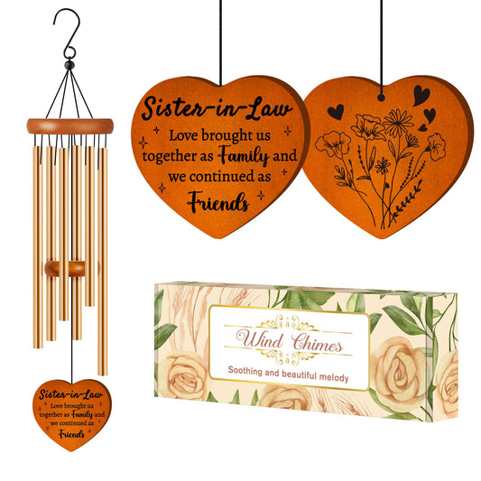 Sister in Law Gifts, Gift for Sister in Law - Wind Chimes, Birthday, Wedding, Engagement, Anniversary, Thanksgiving Gifts, Windchimes for Outside Outdoor