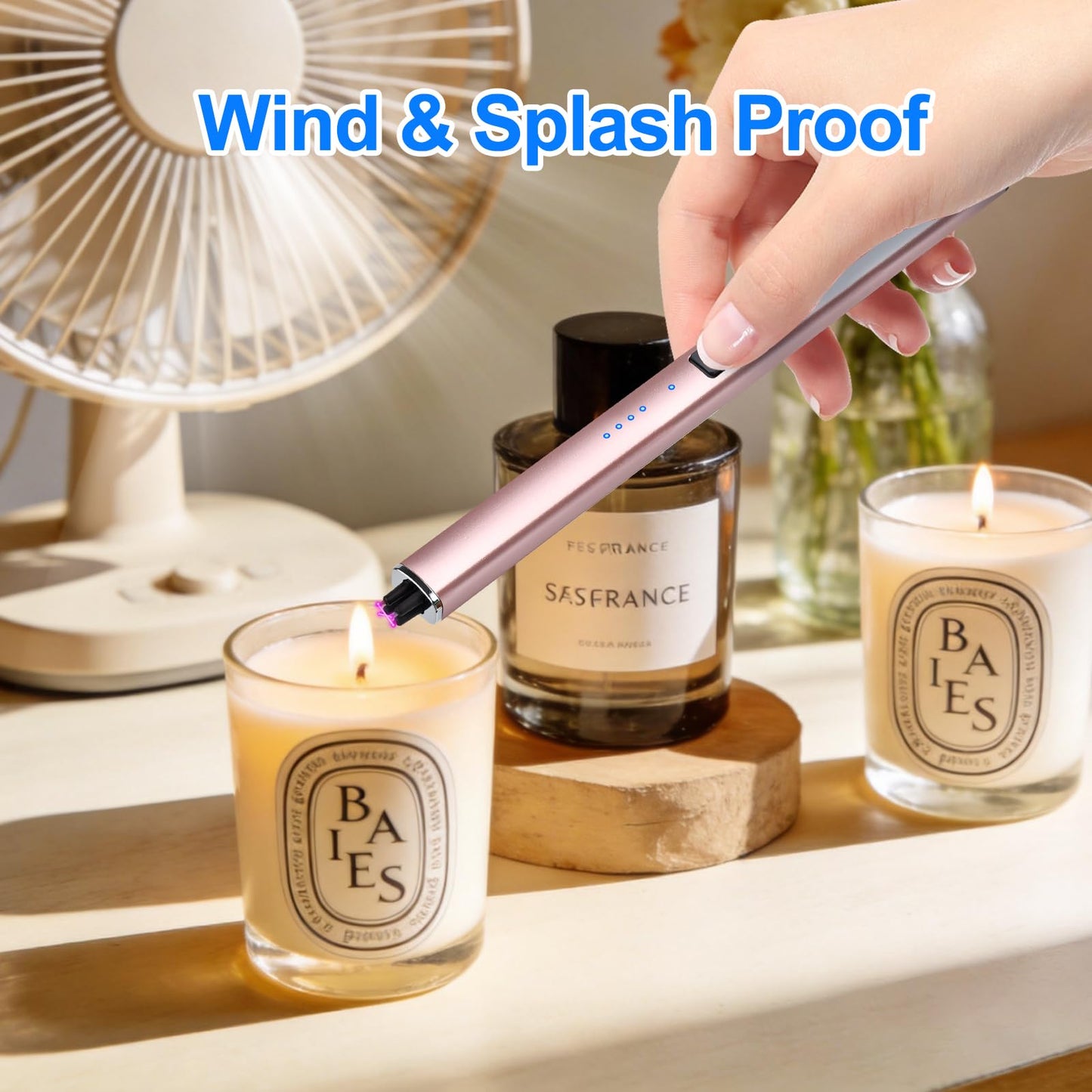 Electric Candle Lighter Rechargeable USB: Christmas Stocking Stuffers Valentines Day Birthday Gifts for Women Her Mom Windproof Flameless Dual Arc Camping BBQ Kitchen Lighters for Candle Safety Lock