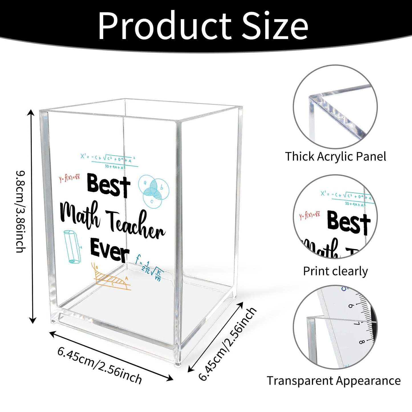 Math Teacher Appreciation Gifts Thank You Acrylic Pencil Bookmark Holder Pen Cup Math Teacher Gifts Mothers Day Teachers Day Christmas Birthday End of Year Gift Back to School Office Desk Organizer