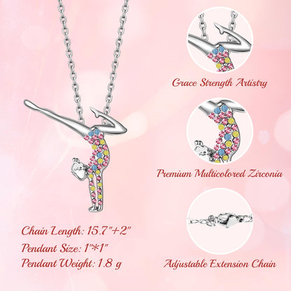 SmileBelle Cheerleader Gymnastics Dance Recital Gifts for Girls, Dance Horse Necklace Cheerleader Outfit as Birthday Gifts for Her, Gymnastics Cheer Necklace Stuff Jewelry as BDAY Gift for Daughter