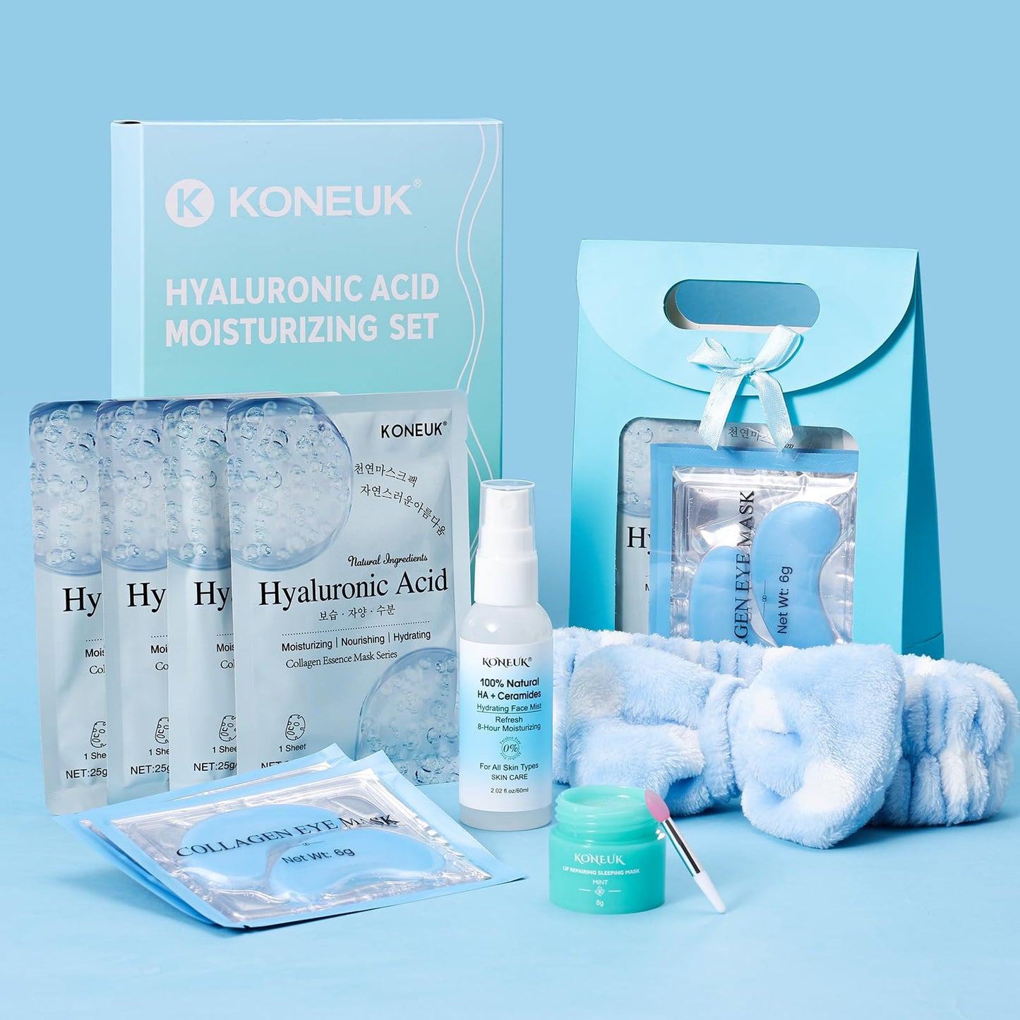 15 PACK Skincare Set with Facial Masks, Under Eye Patches, Face Mist, Lip Mask, Headband, Skin Care for Women, Travel Kit & Birtuday Gifts for Teens Girls, Thank You Gift for Mom, Teacher Gifts