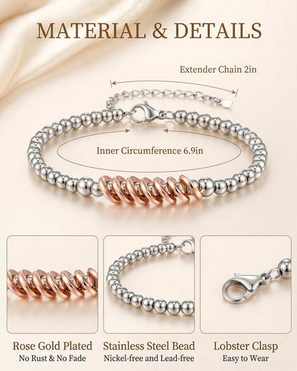 Classy 30th 40th 50th 60th 70th Birthday Gifts for Women Her, Inspirational Rose Gold Charm Bracelet Gifts for 30 50 60 Year Old Women Happy Birthday with Message Card