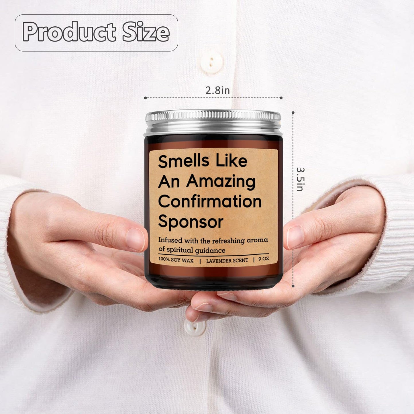 Miracu Candle, Confirmation Sponsor Gifts for Women, Men - Spiritual Christian Catholic Girls Confirmation Gifts for Sponsor, Thank You from Candidate, Appreciation, Proposal Presents from Confirmant