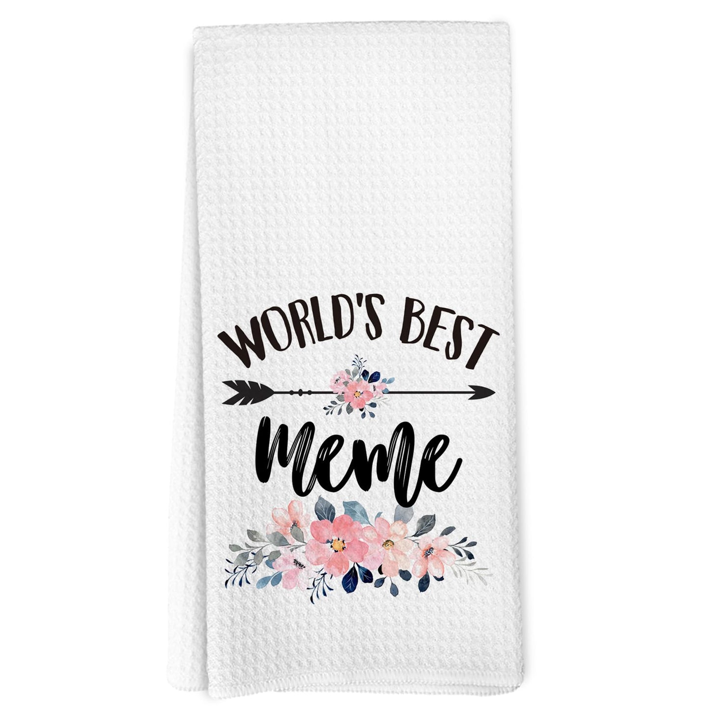 Meme Gifts Kitchen Towels, Mother's Day Christmas Birthday Gifts for Grandma from Grandkids Hand Towels Bathroom Decor, World's Best Meme Dishcloths Dish Towel for Kitchen 16x24 Inches