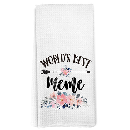 Meme Gifts Kitchen Towels, Mother's Day Christmas Birthday Gifts for Grandma from Grandkids Hand Towels Bathroom Decor, World's Best Meme Dishcloths Dish Towel for Kitchen 16x24 Inches