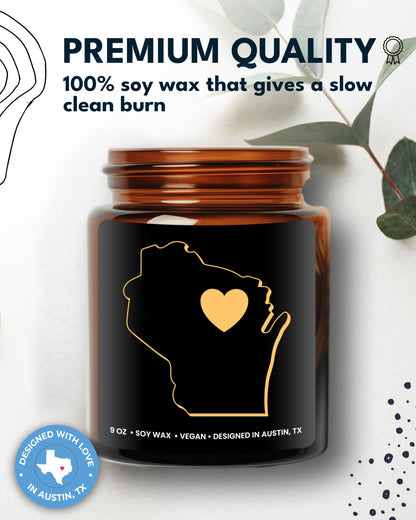 Wisconsin Candle, Thoughtful Wisconsin Themed Souvenirs & Gifts for Men and Women, Unique State Gifts, Best Sentimental Gift for Moving Away, Ideal for Birthday, Christmas, Graduation, Gift Ready