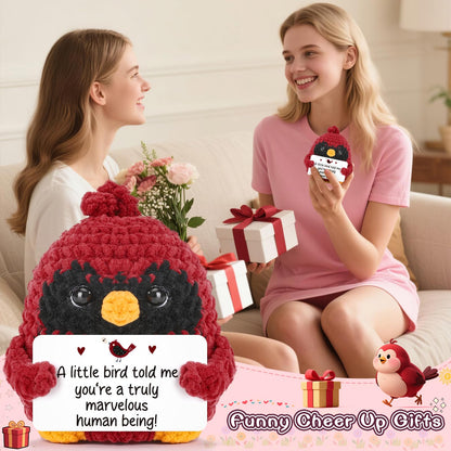 MY-ALVVAYS Mini Crochet Figurine Collectible Doll, Red Bird Thank You Gifts for Women, Teacher Appreciation Gifts Birthday Graduation, Woman Man Male Female Emotional Gifts