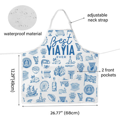 WCGXKO Best Yiayia Ever Kitchen Apron Greek Yiayia Gift Mother’s Day Gift Grandma Gift For Grandmother