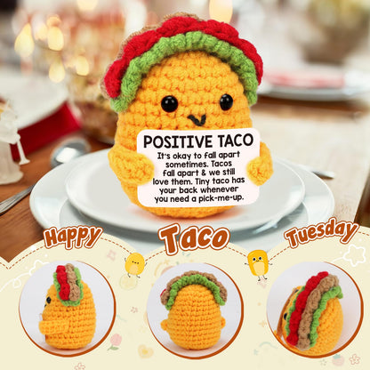 Positive Crochet Taco Birthday Gifts for Women Men Teacher Appreciation Fathers Day Graduation Gift Adult Kids Son Mom Dad Daughter Sister Friend Coworkers Self Care Card Inspirational Support