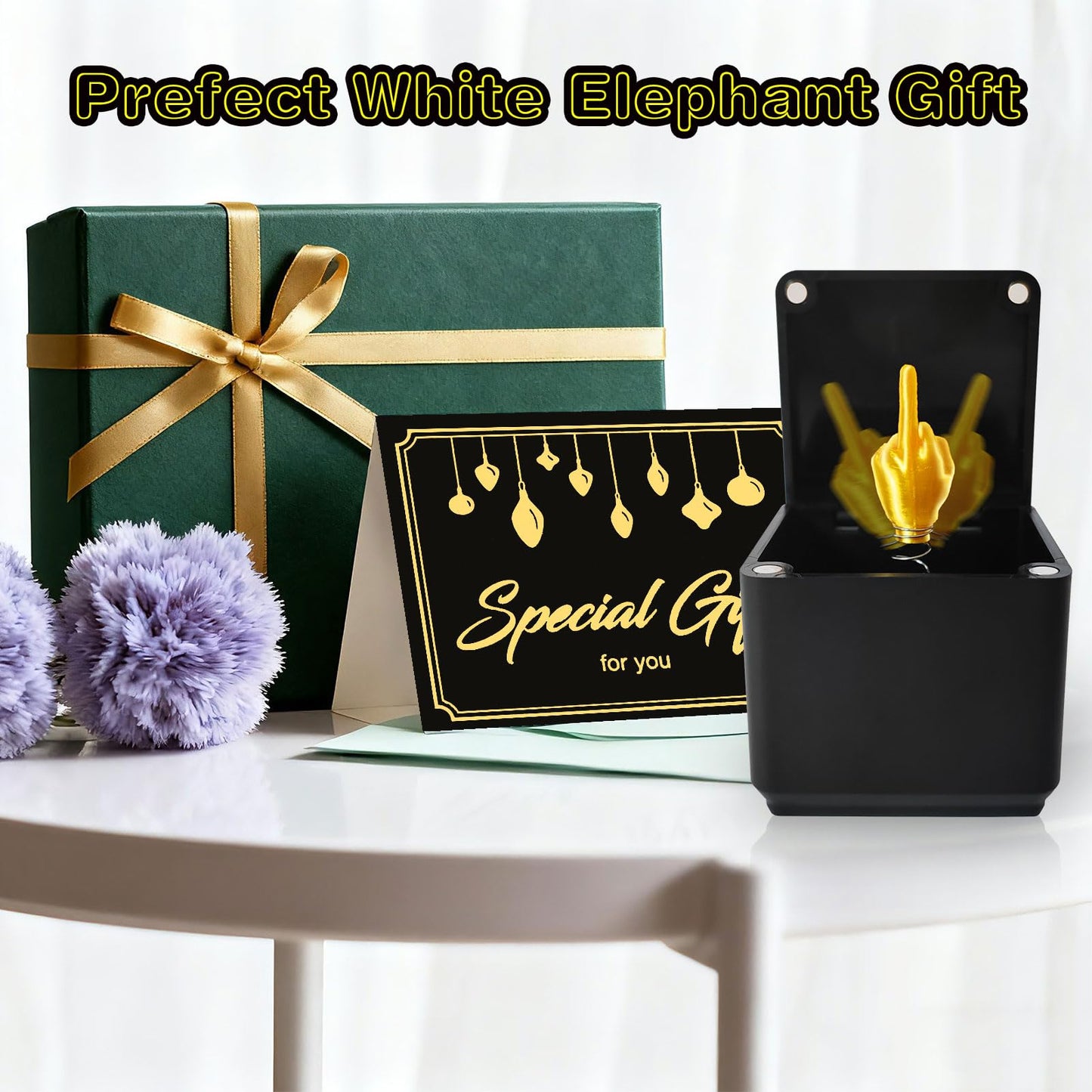 Middle Finger in A Box,2 Pack Prank Gift Box for Adults, Funny Middle Finger Birthday White Elephant Gifts,Weird Stuff Quirky Joke for Gag