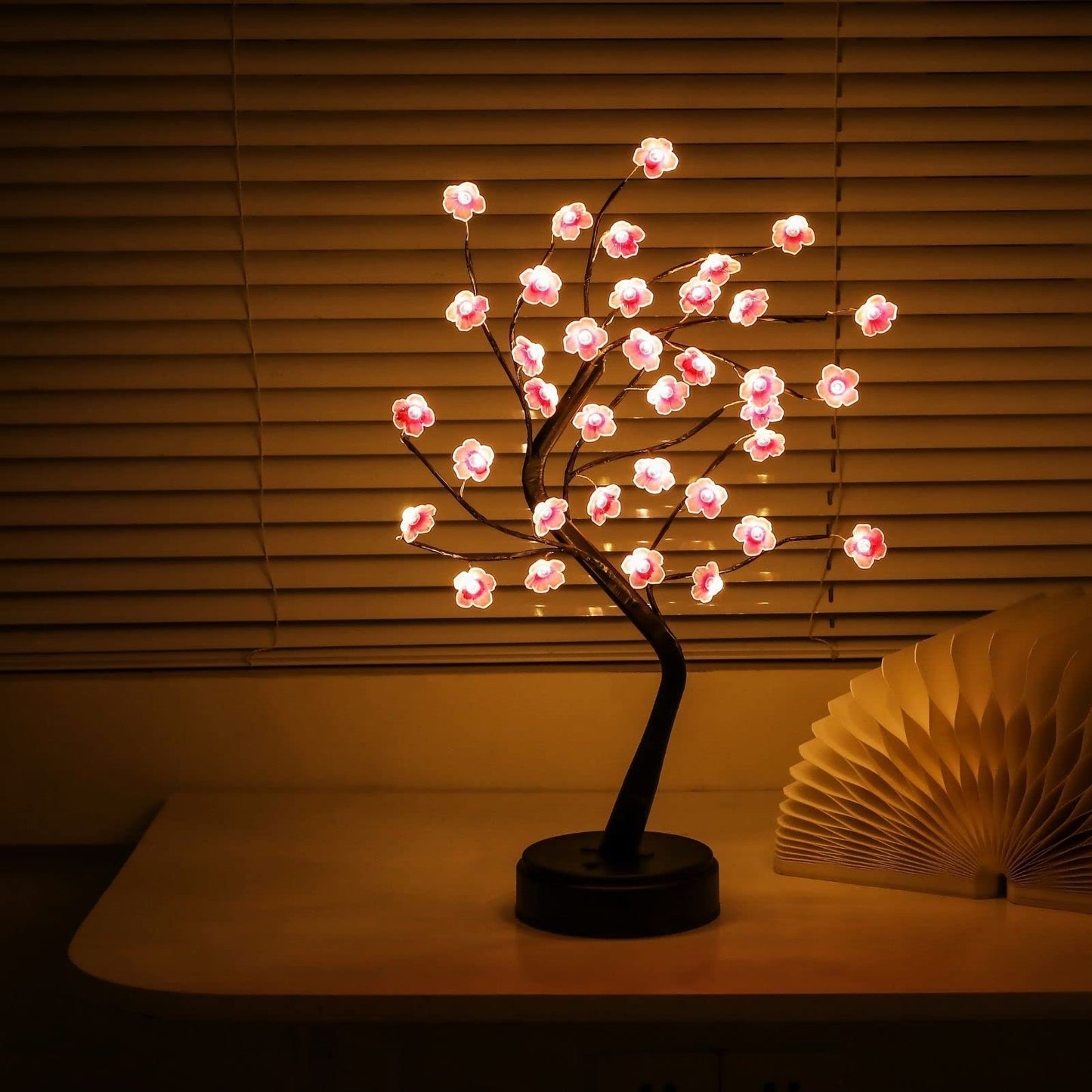 Cherry Blossom Tree Lamp, 18inch 36 Led Bonsai Tree Lights, Battery/USB Operated Japanese Decor Night Lights for Teacher Appreciation Graduation Back to School Bedroom Home Gift Idea,Warm White