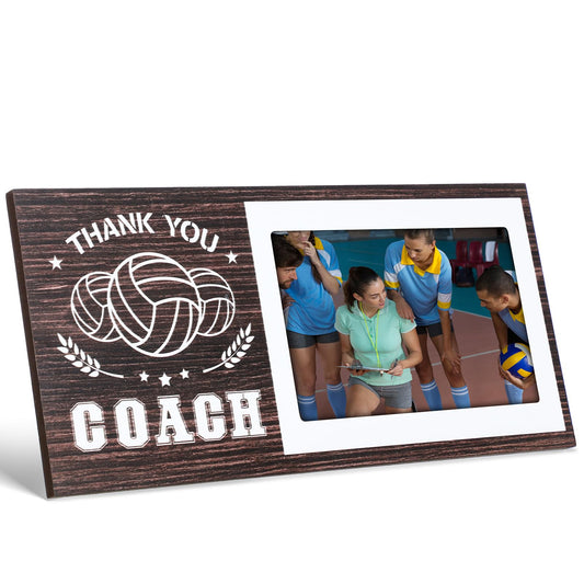 Sumind 1 Pcs Sport Graduation Coach Picture Frame Football Softball Baseball Soccer Basketball Volleyball Graduation Photo Frame Thank You Coach Gift 4" x 6" (Volleyball)