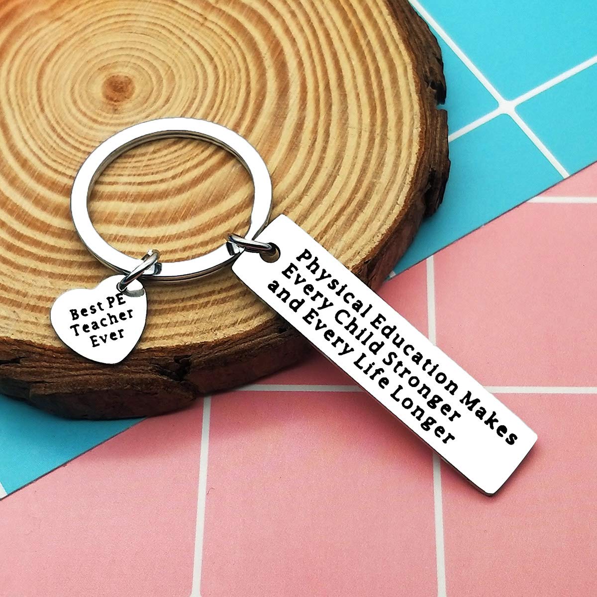 Ciyumu PE Teacher Appreciation Gifts for Women Men Gym Teacher Keychain Birthday Thanksgiving Christmas Graduation Retirement Gifts for PE Teacher from Student Stainless Steel Keyring