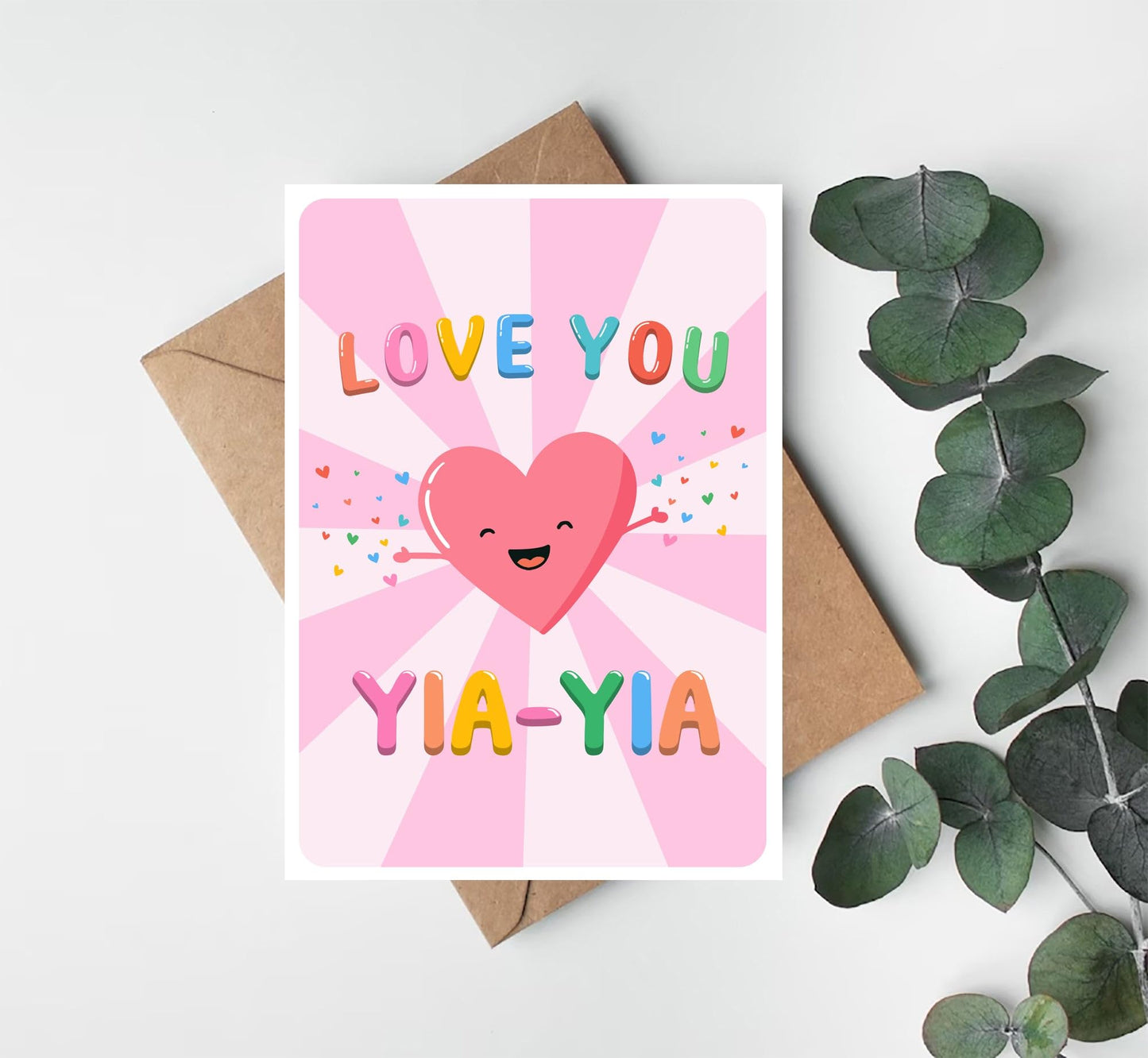 PTDShops Love You Yia-Yia Card - Cute Birthday Card For Yia-Yia - Mother's Day Gifts - Greeting Card For Anniversary - Thank You- I Love You Yia-Yia Card - New Yia-Yia Card