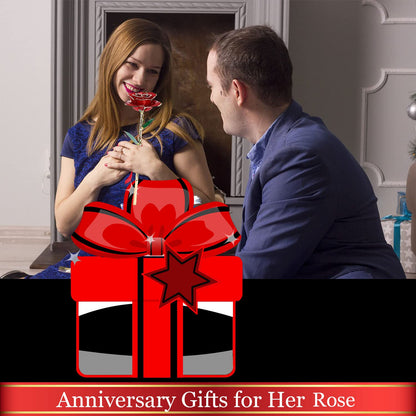 Gold Rose 24K Plated Gold Dipped Rose, Forever Preserved Red Rose Flowers with Stand,Romantic Gift for Valentine's Day and Mothers Day, Anniversary, Birthday,Gifts for Her,Wife,Girlfriend