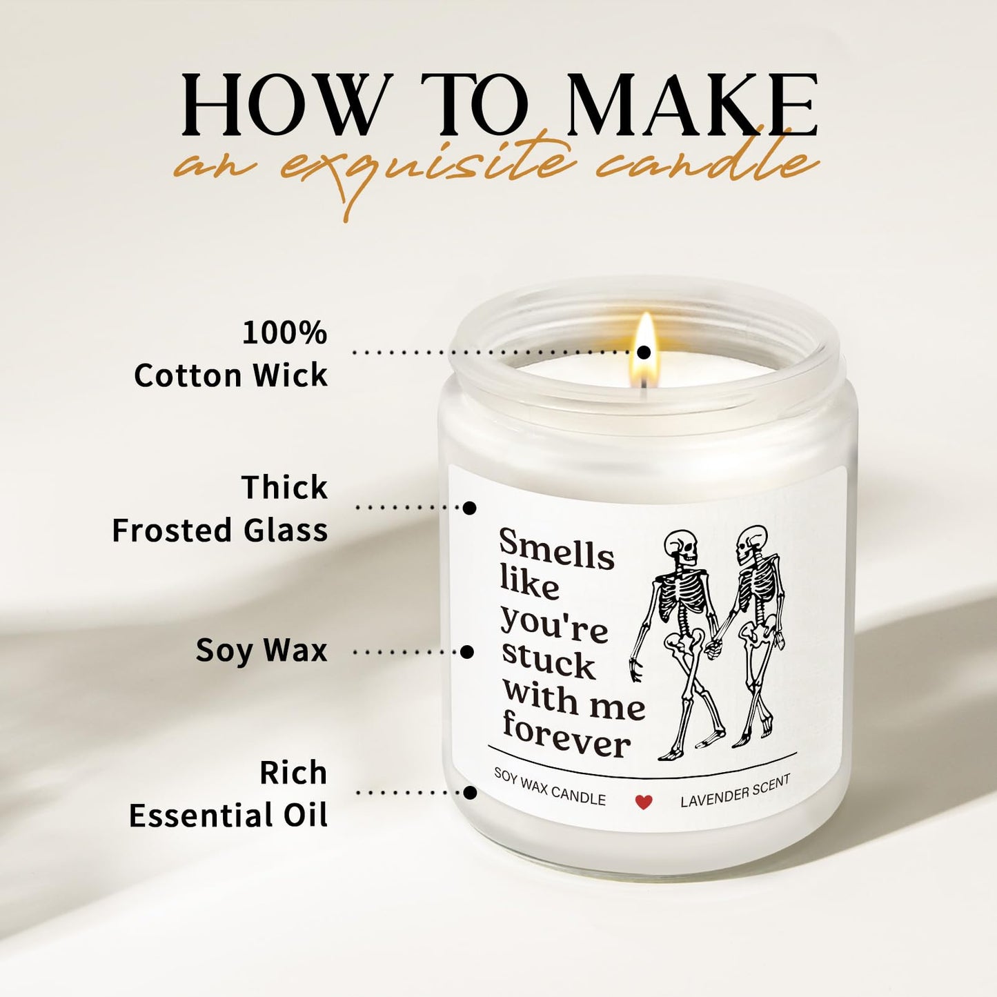 AceThrills Wife Gifts for Wife Birthday Gift Ideas, Girlfriend Birthday Gifts for Girlfriend, Anniversary Candle Gift for Women - 7 Oz Lavender Scented Candles (Stuck with Me Forever)