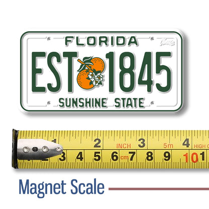 Florida State License Plate Magnet by Classic Magnets, 1.9" x 3.8", Collectible 3D Rubber Vintage-Style Souvenirs and Gifts Made in the USA