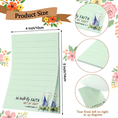 Gersoniel 8 Pack Bible Sticky Notes 240 Sheets Christian Sticky Notes 4 x 5 Inch Scripture Inspirational Memo Pads Floral Religious Quotes Notepads for Message Reminder Lists Schedules(Fresh Style)