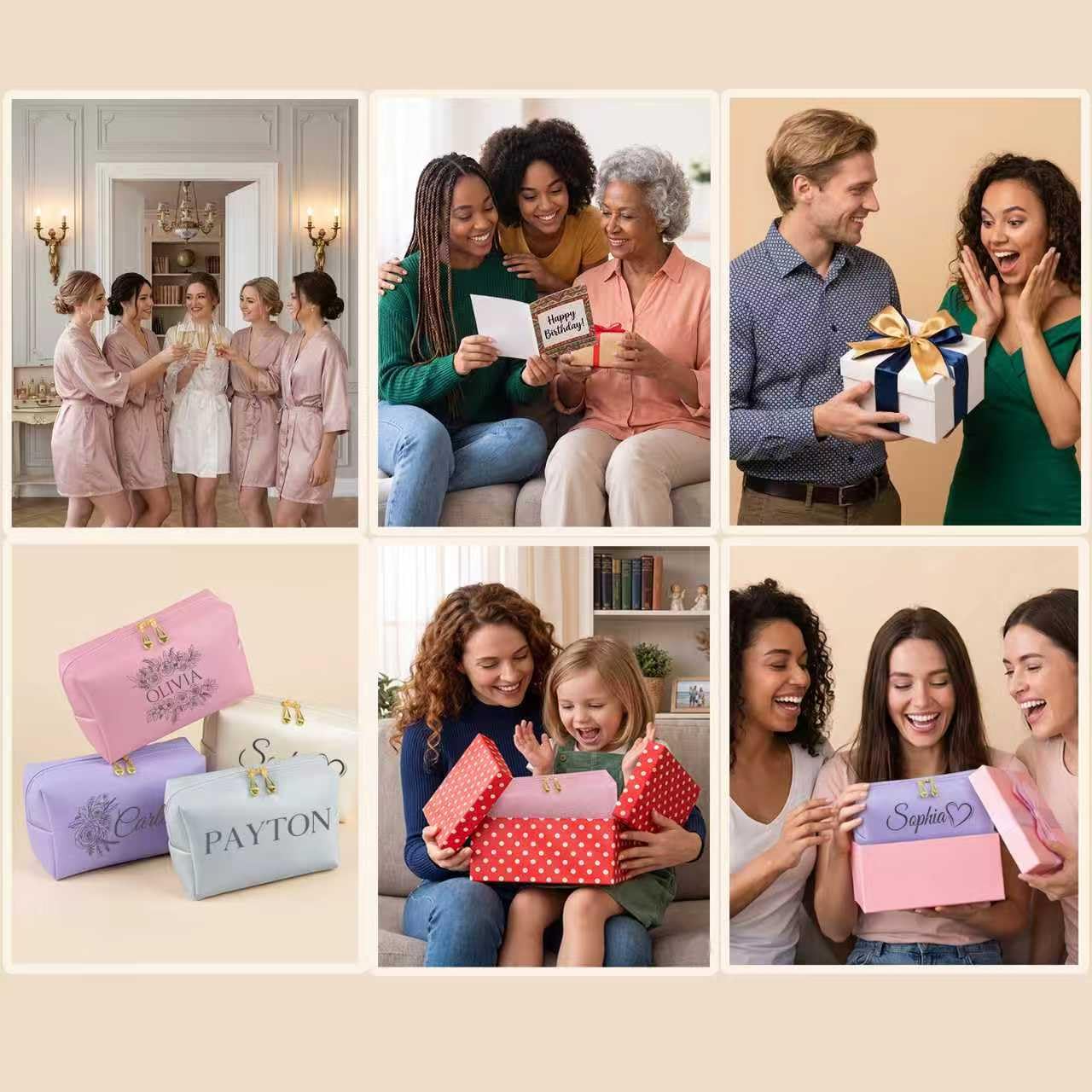 Gifts for Women Personalized Custom Makeup Bag, Monogram Toiletry Bag Cosmetic Pouch, Double-Sided Engraved Mother's Day Bridesmaid Wedding Anniversary Birthday Gifts