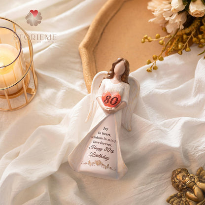 Storieme 80th Birthday Gifts for Women: Best Happy Birthday Gift for 80 Year Old Woman Moms Grandmothers Friends Unique Birthday Angel Figurine Decorations