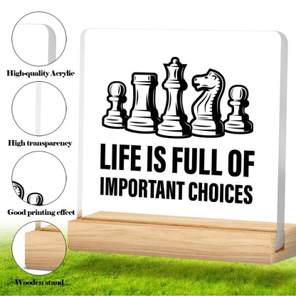 Zauly Acrylic Decorative Signage, 4x4 inches, Chess Lovers Gifts, Modern Design