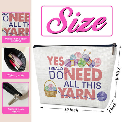 Yarn Makeup Bag, Crochet Gifts for Women, Knitting Cosmetic bag, Yarn Bags for Crocheting On the Go, Yes I Really Do Need All This Yarn, Crocheting Accessories and Gadget