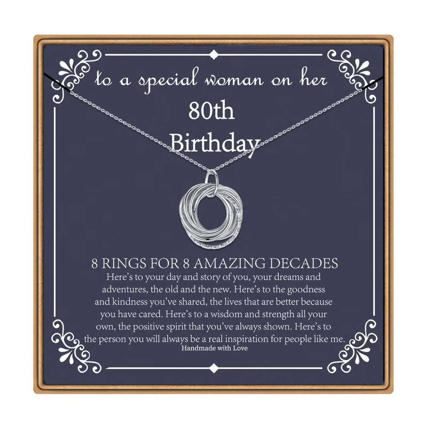 IEFLIFE Birthday Gifts for Women, Sterling Silver Chain Birthday Necklaces, 40th 50th 60th 70th 80th 90th Birthday Necklace, 40 50 60 70 80 90 Years Old Birthday Gifts, 4 5 6 7 8 9 Decade Birthday Jewelry for Women