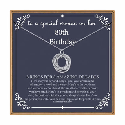 IEFLIFE Birthday Gifts for Women, Sterling Silver Chain Birthday Necklaces, 40th 50th 60th 70th 80th 90th Birthday Necklace, 40 50 60 70 80 90 Years Old Birthday Gifts, 4 5 6 7 8 9 Decade Birthday Jewelry for Women