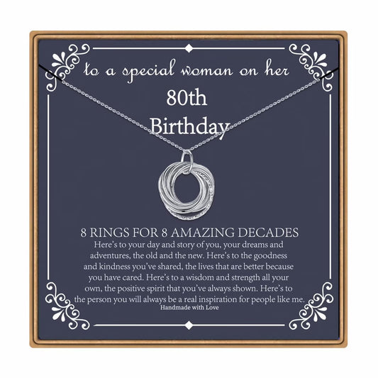 IEFLIFE Birthday Gifts for Women, Sterling Silver Chain Birthday Necklaces, 40th 50th 60th 70th 80th 90th Birthday Necklace, 40 50 60 70 80 90 Years Old Birthday Gifts, 4 5 6 7 8 9 Decade Birthday Jewelry for Women