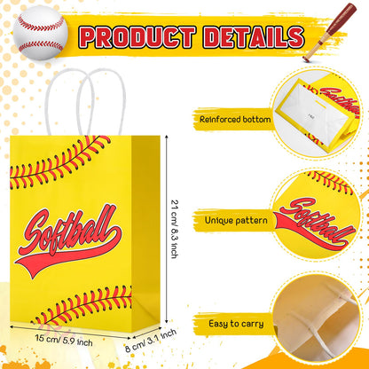 Leinuosen 30 Pcs Softball Gift Bags Softball 2026 Senior Night Party Favor Sport Team Treat Bags with Handles for Snacks Candy End of Season Birthday Party Supplies